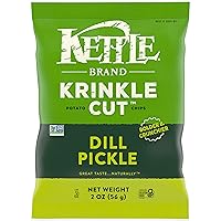 Kettle Brand Potato Chips, Krinkle Cut, Dill Pickle Kettle Chips, Snack Bag 2 Oz