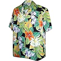Pacific Legend Men's Polynesian Bouquet Shirt, Black, 2X