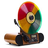 Vert Vertical Vinyl Record Player | FM Radio, Bluetooth, AUX, USB | Alarm Clock | Audio Technica Cartridge | Full Range Speakers | Vintage Mid Century Modern | Handcrafted Ashtree Wood
