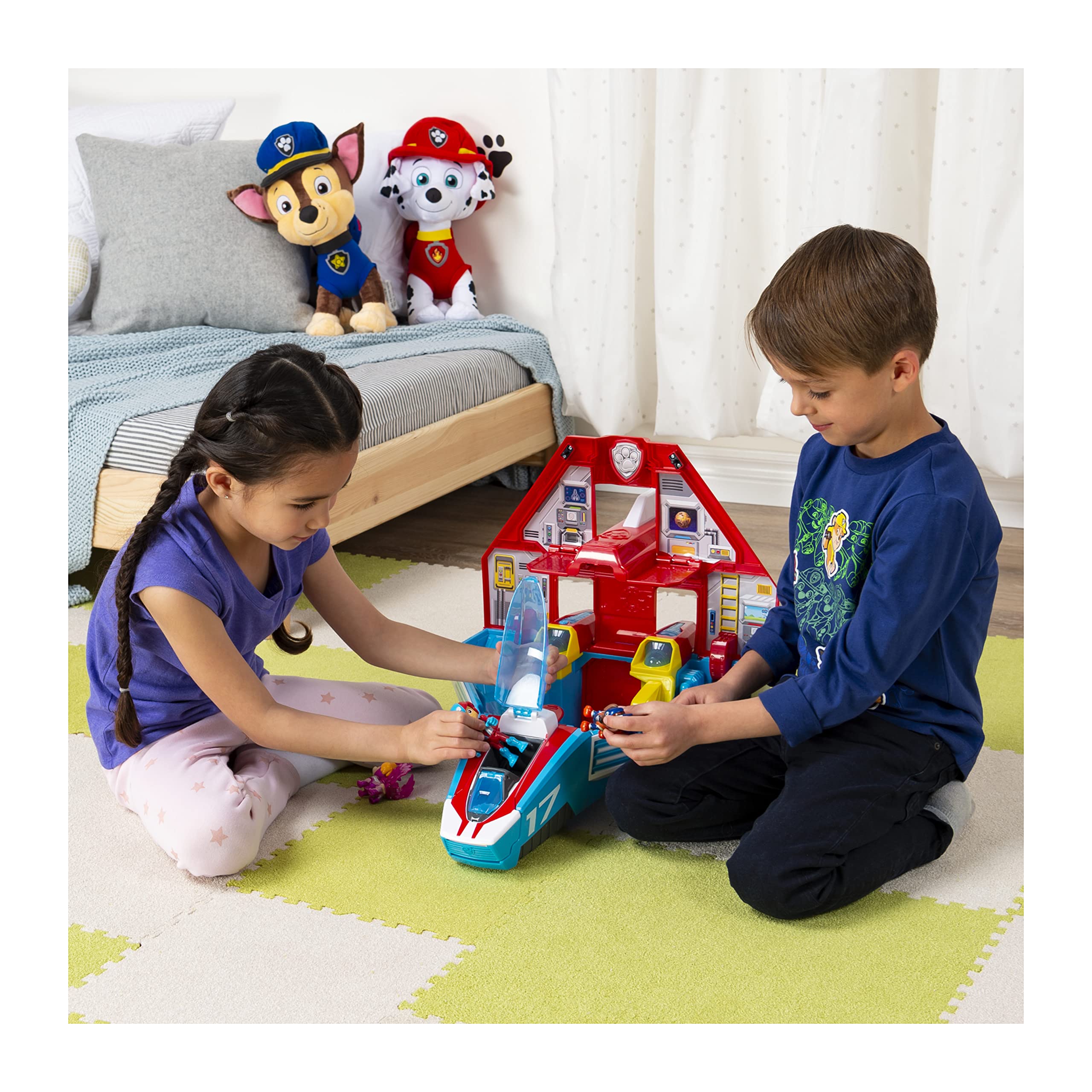 Paw Patrol, Super Paws, 2-in-1 Transforming Mighty Pups Jet Command Center with Lights and Sounds