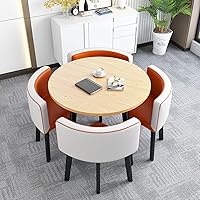 Table Dining Set Round Table and Chair Combination Dining Table 1 Table 4 Chairs Set Coffee Table Milk Tea Shop Office Negotiation Table Reception Saving Set Space Table 80 * 80 * 75cm A22
