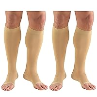 Truform Compression 30-40 mmHg Knee High Open Toe Stockings Beige, Large, 2 Count