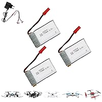 3 x Original Power Battery with JST Plug Including Power Supply and Multiple Charging Cable for RC Quadcopters, Boats, Excavators, Vehicles, Trucks and Many Other Models from Model Making