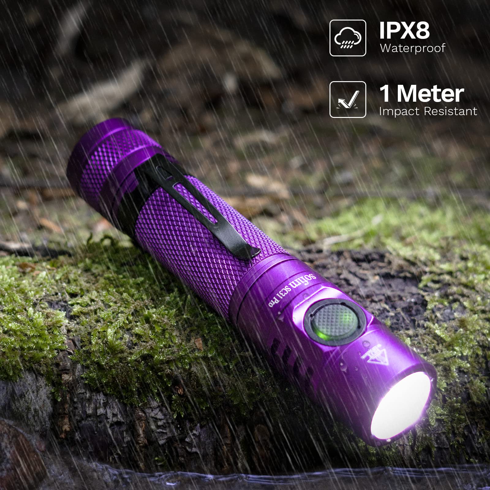CSTEBOKE Small Flashlight Rechargeable, 2000 Lumens EDC Flashlight with Super Bright SST40 6500K LED, Anduril 2 UI, Portable Light, Gift for Woman Friend, Girlfriend, Wife（Purple