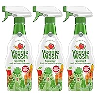Veggie Wash Organic Fruit & Vegetable Wash, Certfied Organic Produce Wash and Cleaner, 16-Fluid Ounce, Pack of 3