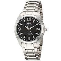Citizen Q&Q S286-205 Men's Wristwatch, Stainless Steel, Model, Analog, Calendar, Display, Bracelet, Black, Black, Watch Calendar, Stainless Steel, Simple