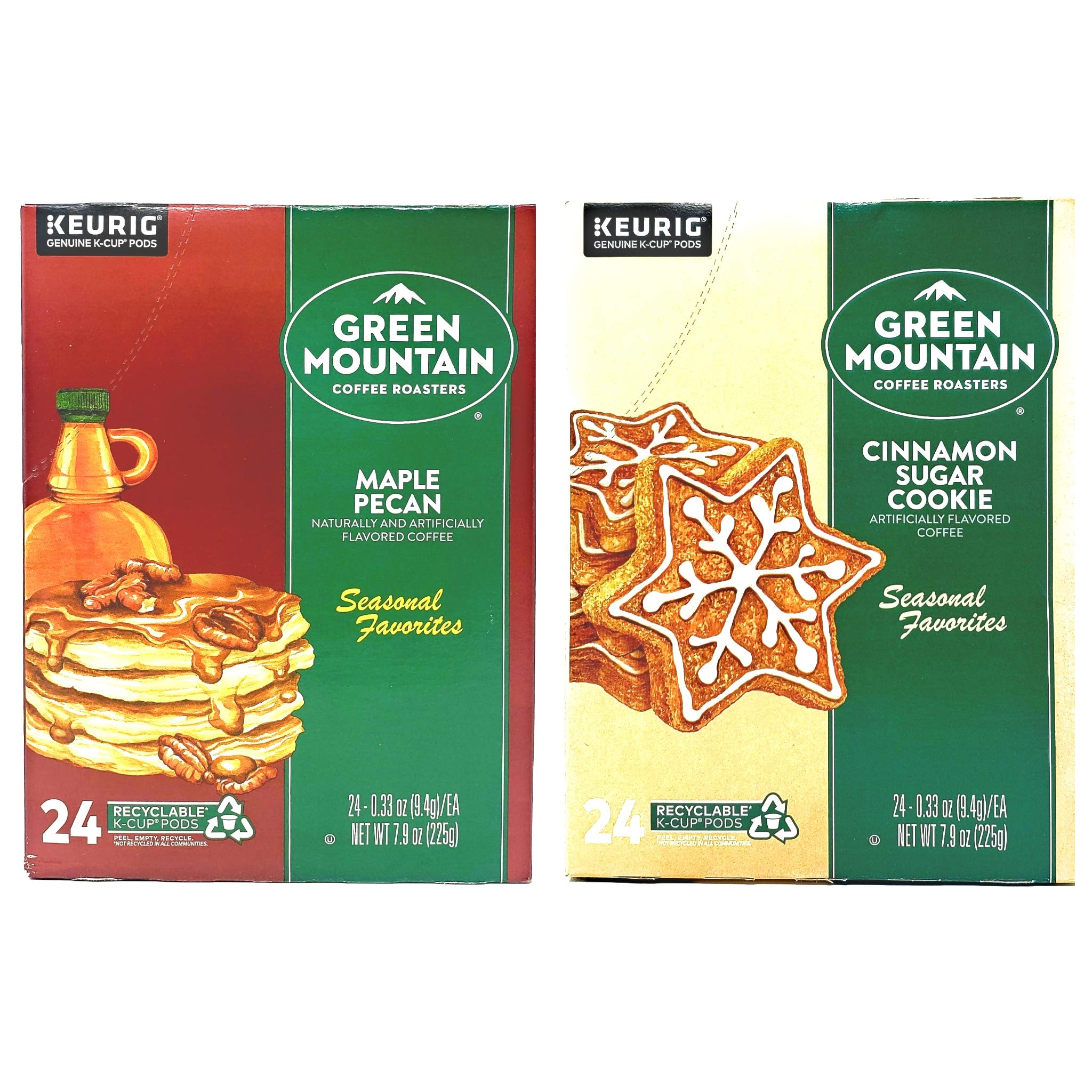 Green Mountain K Cups Seasonal Variety Pack of 2 Flavors - Cinnamon Sugar Cookie and Maple Pecan - Pack of 48 K Cups - 24 K Cups Per Flavor - For U...