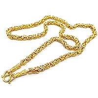 Necklace Jewelry Chain Gold 22k 23k 24k Thai Baht Yellow Gold Plated Link Necklace 26 Inch, 60 Grams, 6 MM For Buddha pendant, The Look & Feel of Solid Gold