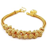 Pikun Flower Lai Thai Gold Plated Bangle 22k 24k Thai Baht Yellow Gold Filled Bracelet new