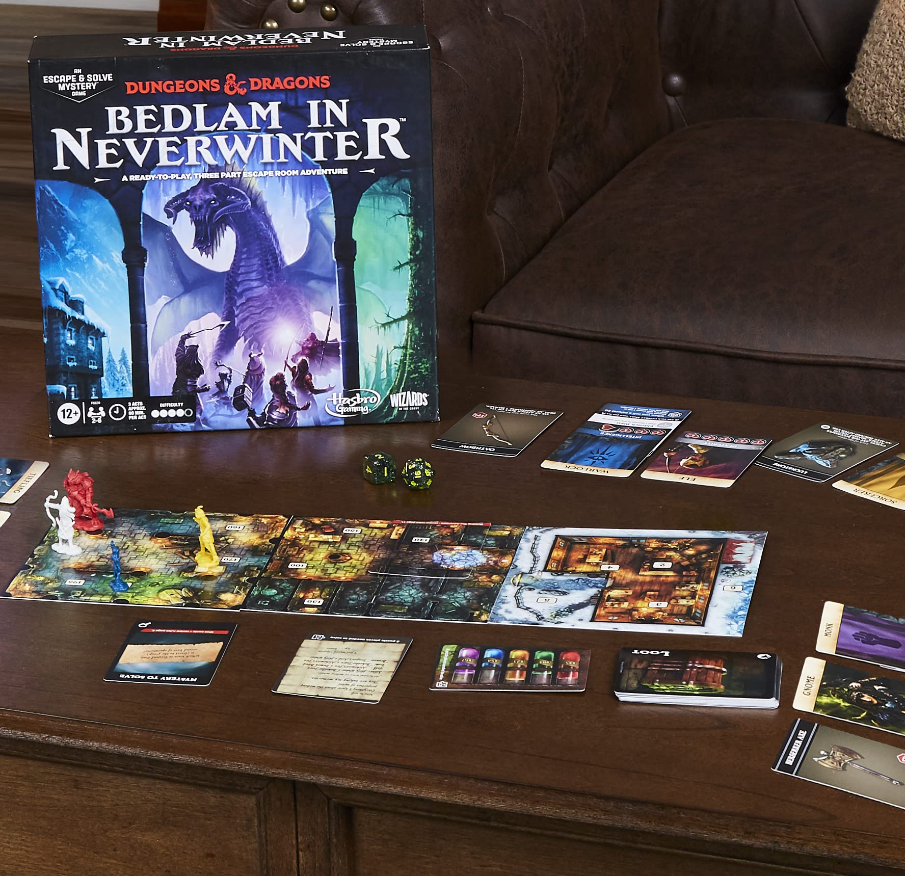 Dungeons & Dragons: Bedlam in Neverwinter, Escape Room, Cooperative Board Games for Ages 12+, 2-6 Players, 3 Acts Approx. 90 Mins. Each