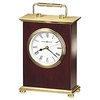 Howard Miller Bovill Mantel Clock 547-640 – Windsor Cherry Finish, Classic English Bracket, Brass-Finish Handle, Quartz Dual-Chime Movement