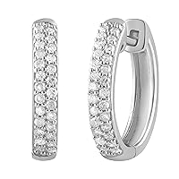 1/4 Carat Diamond, Prong Set Sterling Silver Round-cut Diamond Hoop Earring (I-J, I3) by La4ve Diamonds |Jewelry for Women Girls| Gift Box Included (White Gold, Yellow Gold)