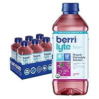 Berri Lyte Plant Based Organic Electrolyte Solution – Pediatric Rehydration Drink – Low Sugar Grape Flavor, 1 L, 6 ct