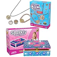 DIY Sparkly Jewelry Box & CharmWow Kids Jewelry Making Kit for Girls - Art & Crafts Kits, DIY Activities for Kids 6-8 8-10 8-12, & 4 5 6 7 8 9 10 11 12 Girl Gifts Idea