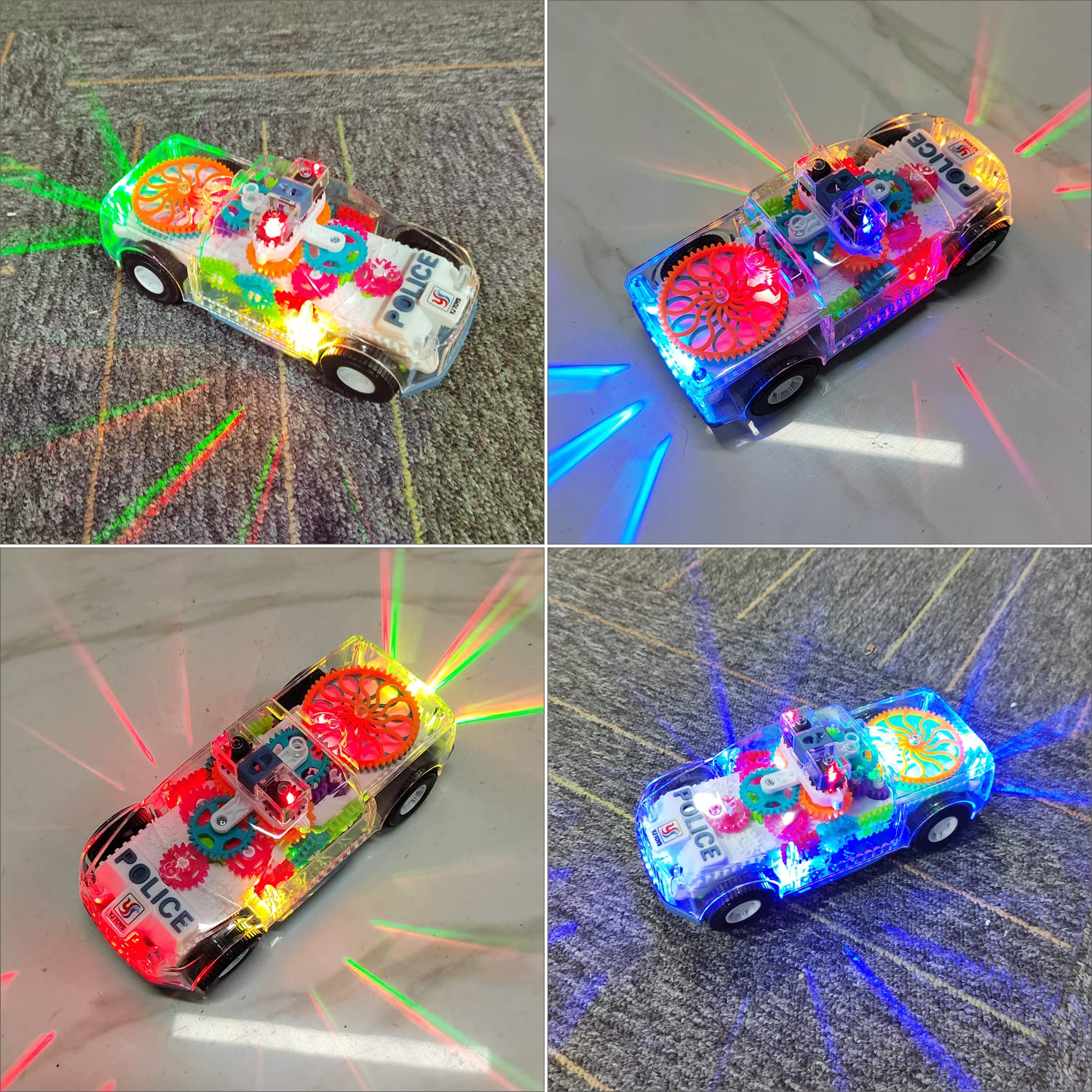 Tipmant Baby Toddler Police Car Electric Vehicle Toy Auto Driving, Transparent Gears, Music, Lights, Kids Gifts