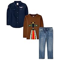 Gymboree Boys Emroidered Graphic Long Sleeve T-Shirt and Pant, Matching Toddler Outfit