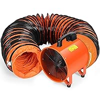 16 Inches Utility Blower Exhaust Fan with 32.8 FT Duct, 3300 r/min High Velocity Low Noise Extraction and Ventilation Fan with Duct Hose
