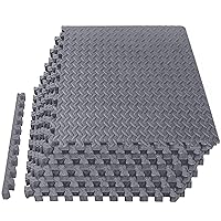 APM002GY-1 Torin Interlocking Foam Tiles Puzzle Mats: EVA Gym Mat Flooring Exercise Equipment Mat for Home Gym Equipment, 24 SQ FT, 1/2 inch Thick, 6 Tiles, Grey