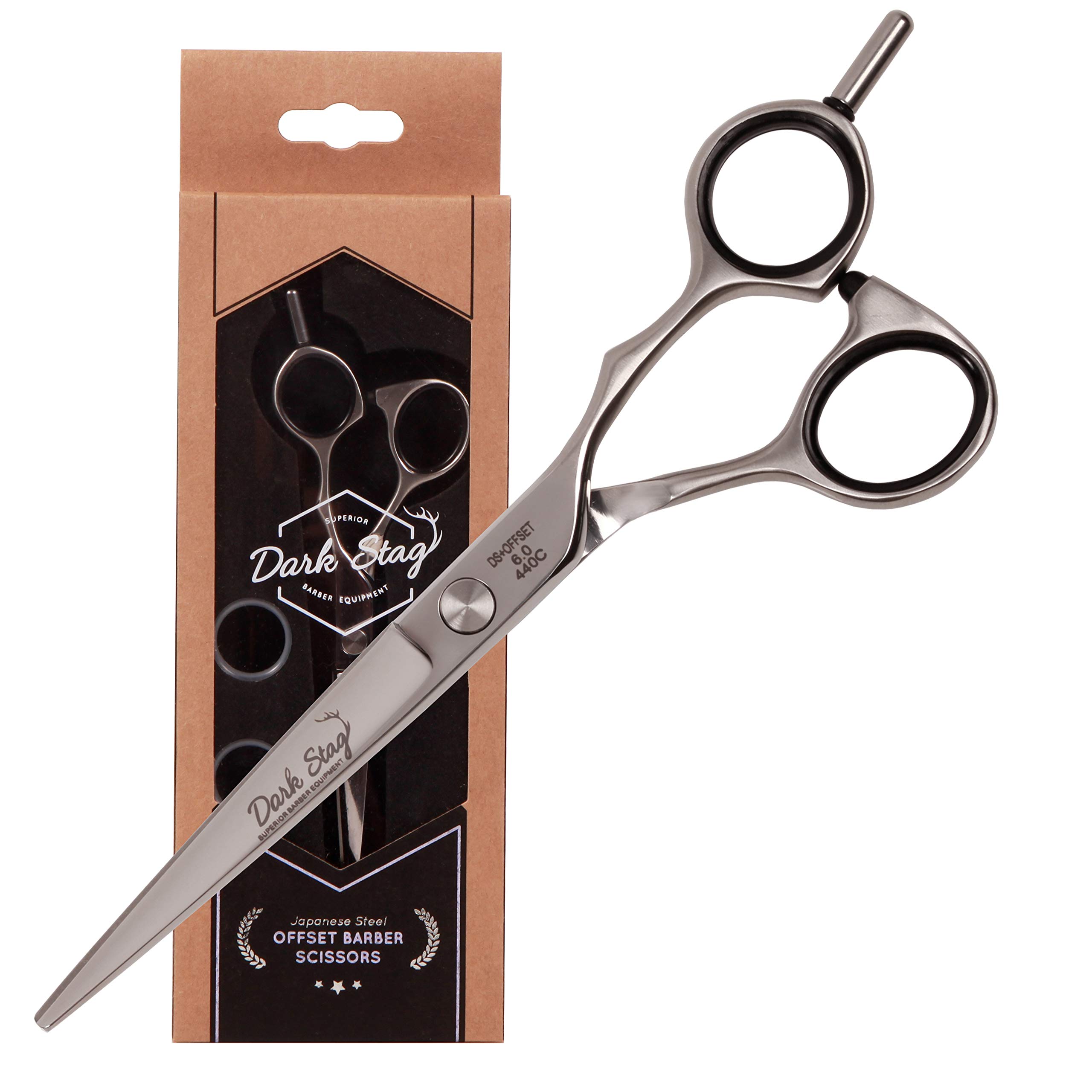 Dark Stag DS+ Offset convex razor edge professional barber scissor for professional hairdressers barbers. Stainless steel hair cutting shears. For salon barbers. - 7 inch