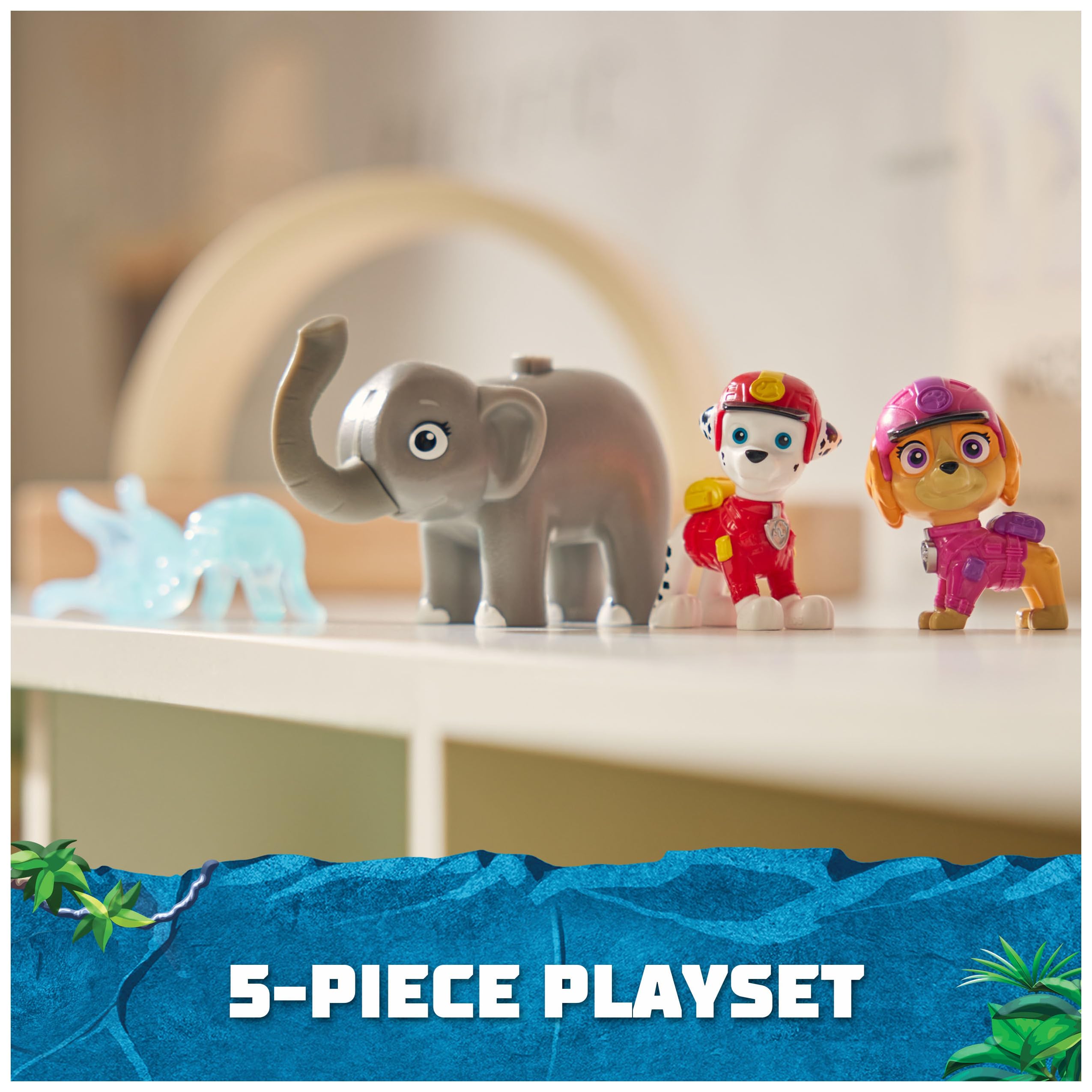 Paw Patrol: Jungle Pups Marshall, Skye & Elephant Action Figures with Projectile Launcher, Kids Toys for Boys and Girls Ages 3 and Up