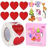 KatchOn, Big Red Heart Stickers for Kids - Pack of 596 | Valentines Day Cards for Kids, Cool Valentine Stickers | Red Glitter Heart Stickers for Valentines Decorations | Valentines Cards for Kids