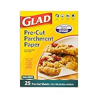 Glad Pre-Cut Parchment Paper for Baking | Pre-Cut Baking Paper, White Parchment Paper for Baking, Food Prep, Food Storage, and Everyday Use | 25 Count Pre-Cut Parchment Paper Sheets
