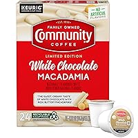 Community Coffee Limited Edition White Chocolate Macadamia 24 count Flavored Coffee Pods, Medium Roast Compatible with Keurig 2.0 K-Cup Brewers, 24 count (Pack of 1)