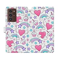 Wallet Case Replacement for Samsung Galaxy S23 S22 Note 20 Ultra S21 FE S10 S20 A03 A50 Flip Purple Magnetic Snap Girly Card Holder Cover Folio Fish Cute Heart Kawaii Rainbow PU Leather Pattern