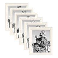 Kieva Solid Wood Picture Frame, Distressed Soft White 8x10, Pack of 6