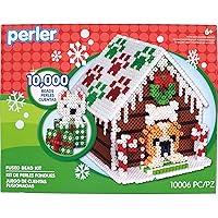 Perler Gingerbread Dog House 3D Christmas Fuse Bead Kit for Kids and Families, Multicolor 10006 Piece, Small