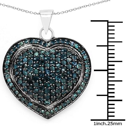 1.25 Carat Genuine Blue Diamond .925 Sterling Silver Pendant