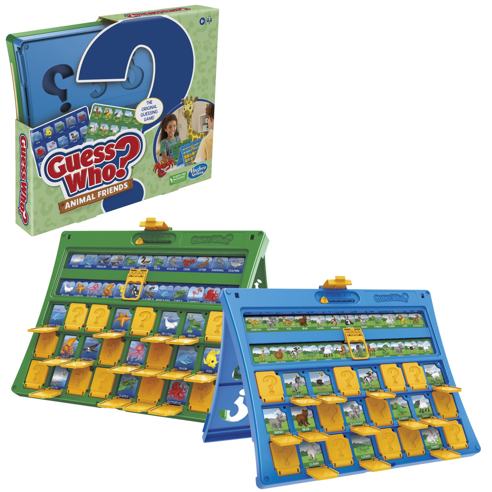 Hasbro Gaming Guess Who? Animal Friends Board Game for Kids Ages 6+, Guess Who? Game with Animals, Includes 2 Double-Sided Animal Sheets (Amazon Exclusive)