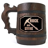 Deep Rock Galactic Beer Mug, Beer Stein, DRG Wooden Beer Tankard, Gamer Gift, Personalized Beer Mug, Gift for Him, Wedding Gift, Groomsmen Gift (Rock and Stone)