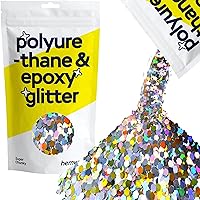 Hemway Polyurethane & Epoxy Resin Glitter 100g / 3.5oz Metallic Crystal Flake Additive for Flooring Jewelry Tumblers Glass Pigment - Super Chunky (1/8
