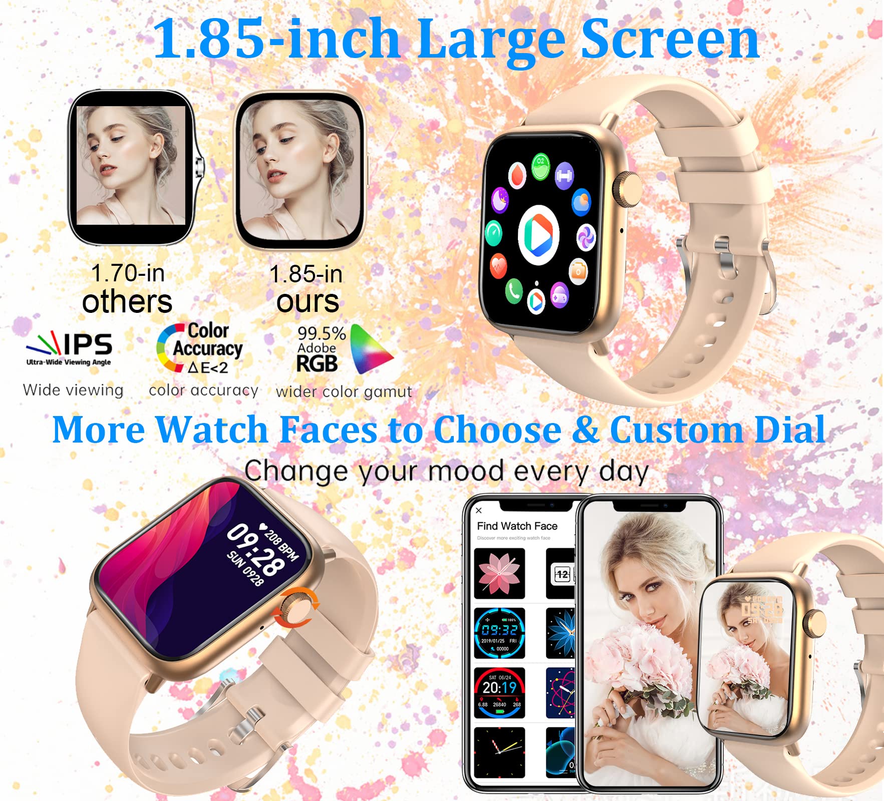 Smart Watch Answer Make Call/Voice Control, 1.85