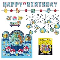 Pokémon Birthday Party Supplies and Decorations Pack: Pokémon Party Supplies and Decorations; Banner, Swirls, Centerpiece, Birthday Candle Set, and more