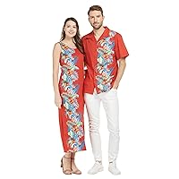 Couple Matching Luau Aloha Shirt Maxi Tank Dress Orchid Paradise Navy