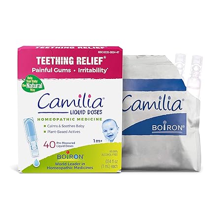 Boiron Camilia Teething Drops for Daytime and Nighttime Relief of Painful or Swollen Gums and Irritability in Babies - 40 Count (Pack of 1)