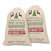 Printtoo Pack Of 2 Pcs Xmas Presents Storage Bags Large Santa Gift Sack With Drawstring Christmas Party Favor 27x20 Inch