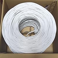 1000 Ft Cat5e 24AWG CCA UTP Solid 4-Pairs Network Ethernet LAN Cable Bulk White (CAT5E-1KFT-W)