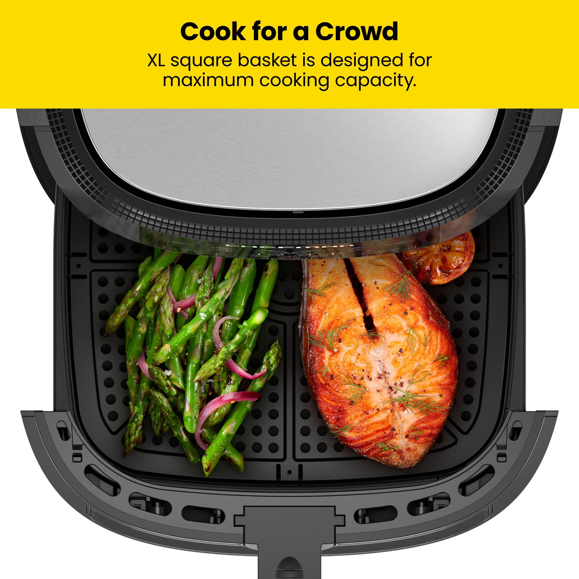 CHEFMAN Easy-View Air Fryer – 8 Qt Family Size with Viewing Window, One-Touch Digital Control with 4 Presets, Nonstick & Dishwasher Safe, Broil, Roast, Dehydrate, Bake, Auto-Shutoff, Stainless Steel