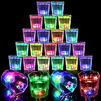 24 Pack Light Up Cups LED Flash Shot Glasses for Party Favors Supplies Adults Guests Glow In The Dark Shot Glasses Fun Plastic Party Cups for Birthday, Bar, Christmas, Halloween (2 OZ)