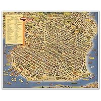 Bird's Eye View Pic-Tour Illustration Guide of Havana, Cuba circa 1952 | Where to go, What to do, How to See | 24 x 30 inches (610 x 762 mm)