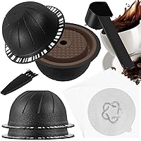 4Pcs Reusable Coffee Pods for Nespresso Vertuo with Silicone Lids Spoon and Brush Food Grade Refillable Coffee Capsule Caps Compatible for ENV135 ENV150 GCA1 Vertuuline Plus Vertuo POP Coffee Machine