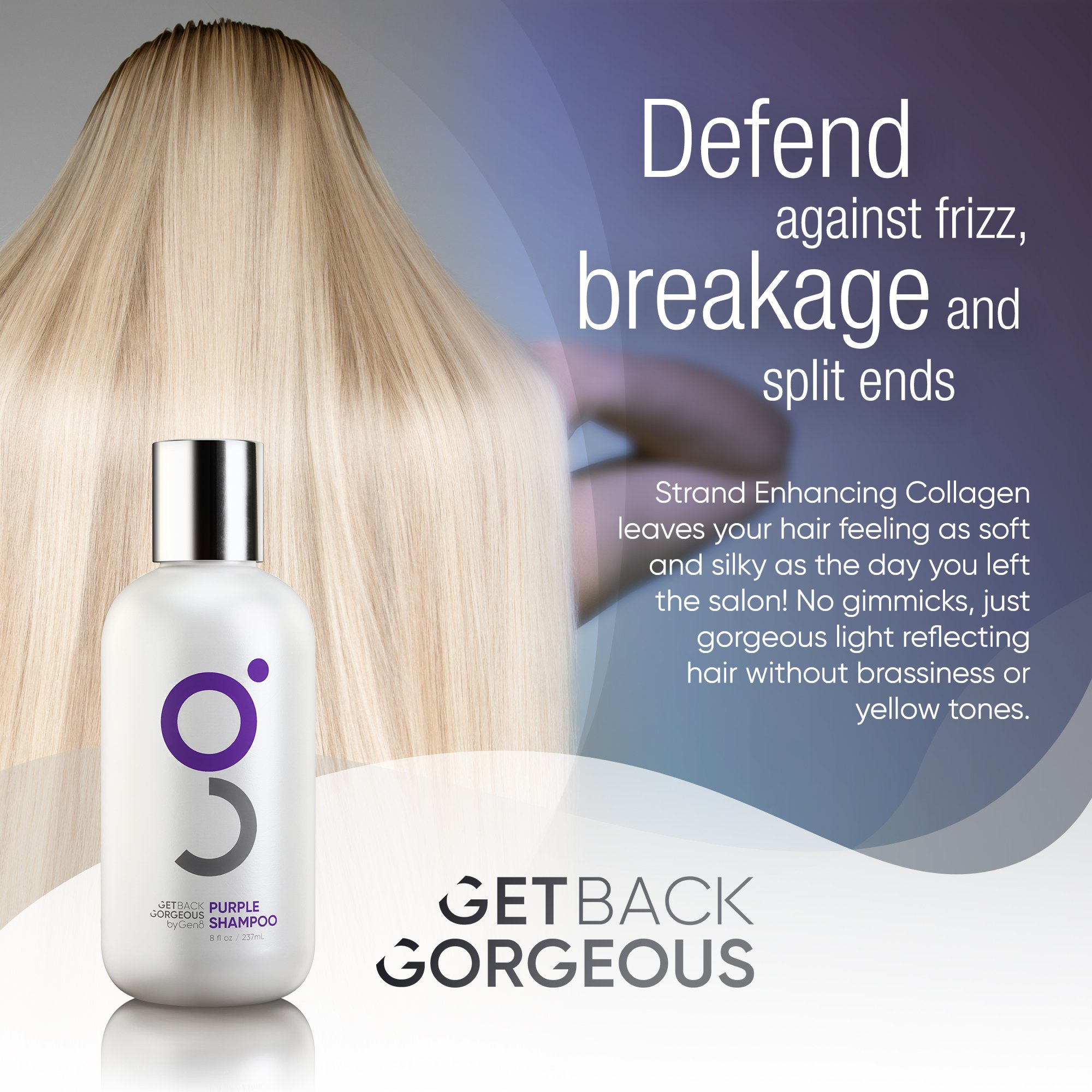 Purple Shampoo for Blonde Hair by GBG – Blonde Shampoo Instantly Eliminate Brassiness & Yellows - Brighten Blonde, Silver & Grey w/Celebrity Stylist Created Purple Toning Shampoo – 8oz
