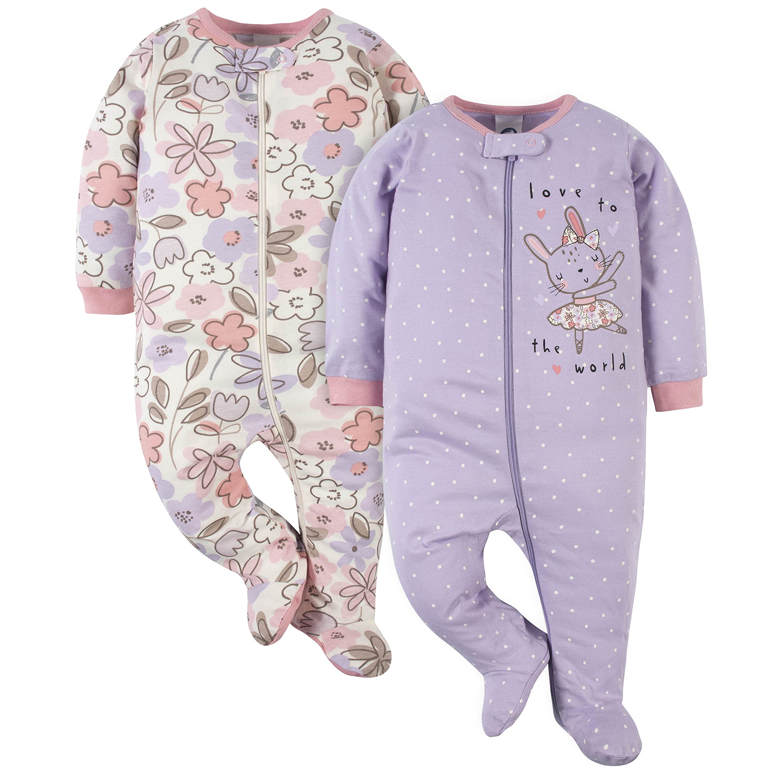 Gerber Baby Girls 2-Pack Sleep 'N Play Bunny Ballerina Purple Newborn
