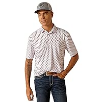 Ariat Men's All Over Print Polo, White, Large Tall