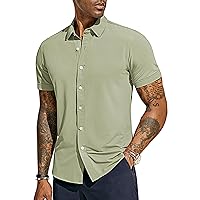 PJ PAUL JONES Mens Short Sleeve Casual Button Down Shirts 4-Way Stretch Travel Dress Shirt