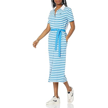 Lacoste Women's Short Sleeve Striped Polo Maxi Dress