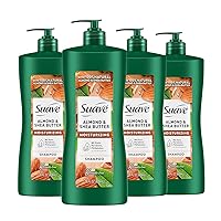 Suave Professionals Moisturizing Shampoo for Dry Hair Almond and Shea Butter Paraben-free and Dye-free 28 oz, Pack of 4